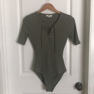 Madewell Olive Green tie up bodysuit